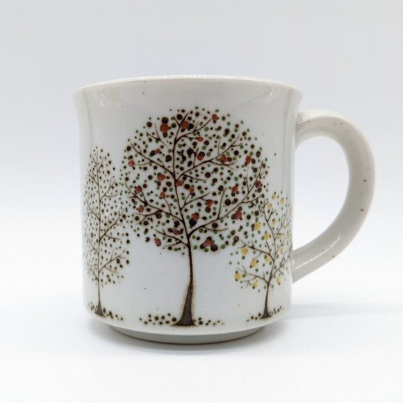 Vintage ceramic stipple paint tree coffee tea mug - Picture 1 of 9